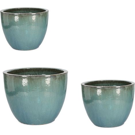 Vasi "Quang" struttura in terracotta smaltata per esterno set da 3 (1/3)