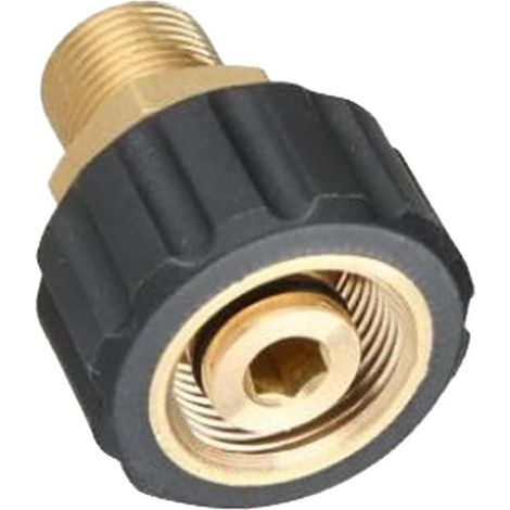 Jusch – Buse raccord adaptateur pour nettoyeur haute pression – Longueur 5.5 cm – Laiton durable – Connexion rapide pour accessoires