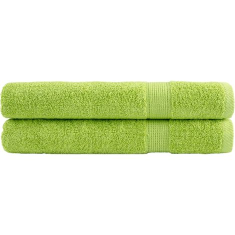 Serviettes de qualité supérieure SOLUND, lot de 2, vert pomme, 100 x 200 cm, 600 g/m²