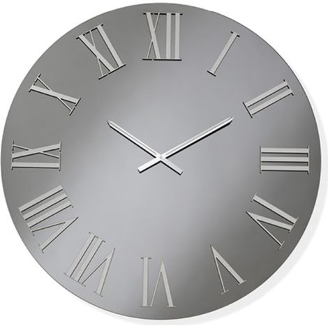 Orologio rotondo D80 cm in cristallo Fume' e numeri Argento - TIWAR