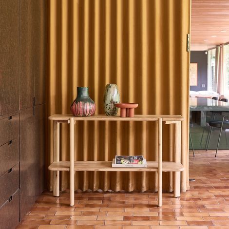 Console exotique bois d'acacia 1 étagère naturel - Reva (1/5)