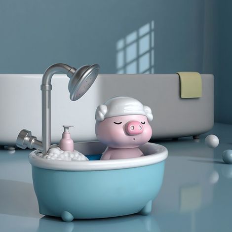 Plastik-Badespielzeug in Ferkelform mit weichem, flauschigem und flexiblem Schlauch, ideal für Babys und Kleinkinder, blau. (1/5)
