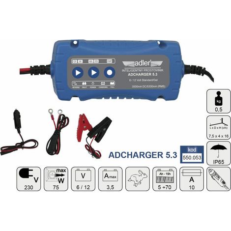 ADLER PROSTOWNIK ELEKTRONICZNY 6/12V ADCHARGER  5.3