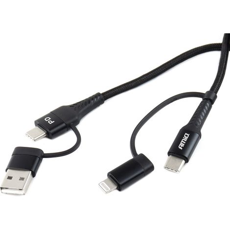 Câble USB-C 3 en 1 pour iPhone Lightning, 1 m, UC-15 AMIO-02547 (1/3)