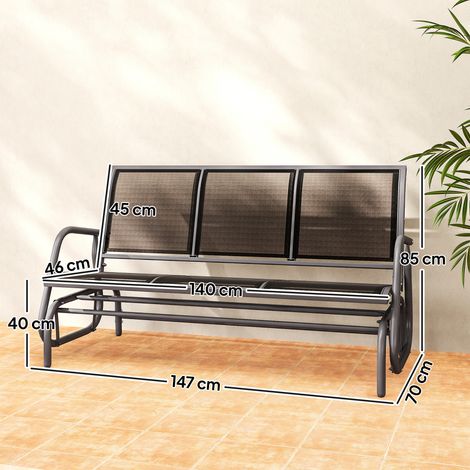 3-Sitzer Schaukelstuhl Gartenbank mit Schaukelmechanismus Gartenschaukel Sitzbank aus Metall Parkbank bis 300 kg belastbar Gartenmöbel für Garten, Terrasse, 147 x 70 x 85 cm Dunkelgrau (1/5)