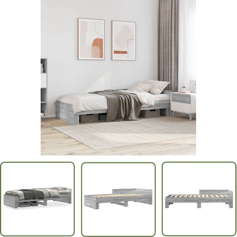 The Living Store Bettgestell Grau Sonoma 90x200 cm Holzwerkstoff - Holzbettfassungen - Betten Günstig Kaufen - Doppelbett Gestell - Einzelbett Rahmen - Grau Bettwäsche (1/5)