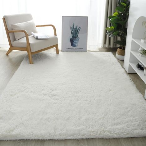 Tapis Salon Tapis Chambre Modernes,Soft Tapis De Salon Tapis à Poils Longs Grand Tapis pour Enfant Chambre,Salon,Chambre à Coucher (120x200cm,Blanc) (1/5)