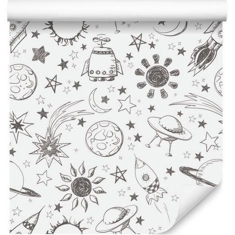 Carta da parati galassia bianca per soggiorno e camera da letto 50x1000 cm (1/5)