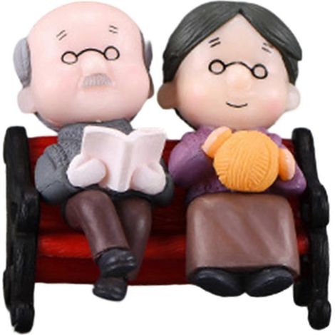 Miniature ornementale représentant un couple de personnes âgées amoureuses, cadeau de mariage, statuette humoristique de parents amoureux pour micro-jardin, micro-paysage léger-Style A (1/5)