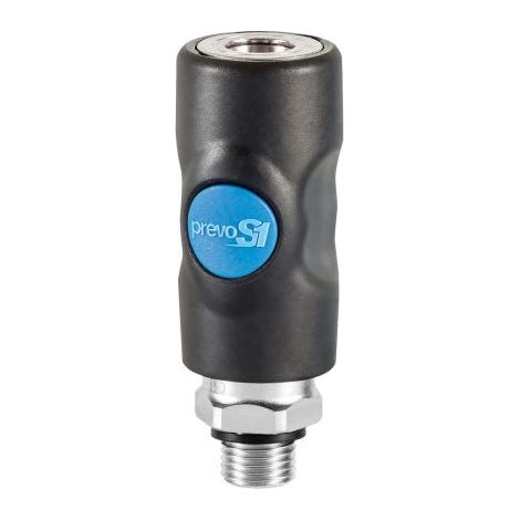 Prevost – Raccord rapide sécurité mâle 6 mm – Filetage 1/4 gaz – Passage d'air 833 l/min à 6 bars – Raccord pour compresseur – ISI061151CP