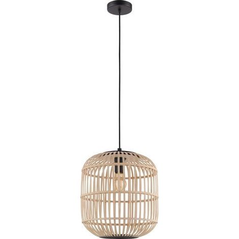 EGLO Suspension 1x E27 max 28 W, nature bois EGLO HANOI diam. 35 cm