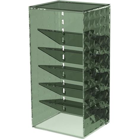 Coffret de rangement cosmétique vert foncé, présentoir à bijoux diamant, organiseur de maquillage et rouges à lèvres, étagère inclinée 6 niveaux (1/5)