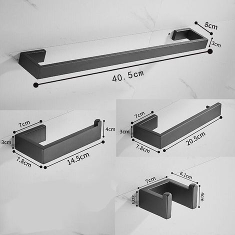 4-teiliges Badezimmer-Armaturenset in Mattschwarz, Handtuchhalter-Set aus Edelstahl 304, Handtuchhalter-Set