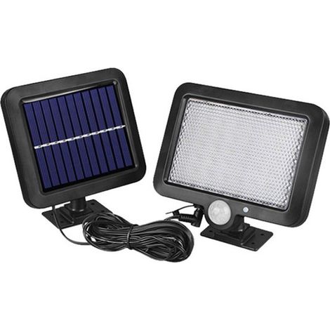 Lampada da parete solare con sensore di movimento, 56 LED con pannello solare separato, design rimovibile, facile installazione per verande, patii, giardini, (1/5)