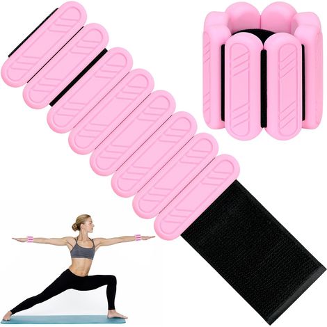 Lot de 2 poids réglables pour poignets et chevilles pour fitness, pilates, yoga, aérobic et jogging (0,5 kg/1 kg chacune) (1/5)