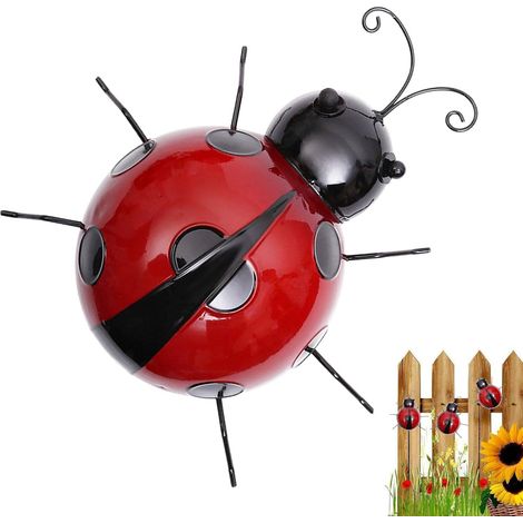 Ladybug Garden Decor  Cute Ladybugs Metal Wall Decor Ornament  Rustic Farmhouse Statues for Indoor Outdoor Yard Fence Decorations (1/5)