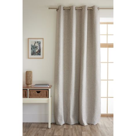 Rideau 100% occultant + 8 œillets 140 x 240 cm Polyester chambray "Eres" Le fil d'Ariane - Eres Taupe - (1/2)