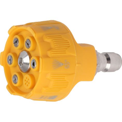 Buse pulvérisateur haute pression 6 en 1 multifonction adaptable raccord rapide 1/4 embout jaune (1/5)