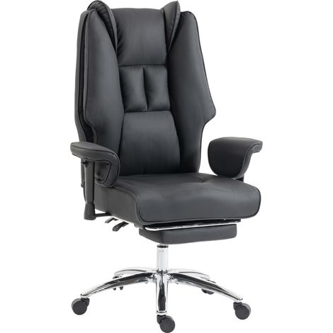 HOMCOM Executive Office Chair, Reclining Desk Chair with Footrest, Black