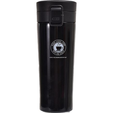 Gobelet isotherme café anti-fuite portable, mug en acier inoxydable sous vide pour thé lait boisson 380ml noir (1/5)