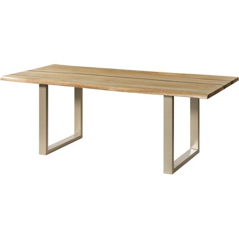 Baumtisch Mango 160x90x76 natur lackiert / Epoxid schwarz, U-Beine silber matt EPOXY (1/3)