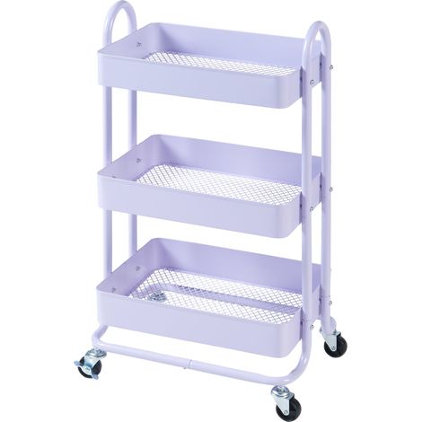 Carrito de servicio mueble de almacenaje para cocina y salón con 3 cestas 79 x 46 x 35 cm acero morado 030009233 (1/4)