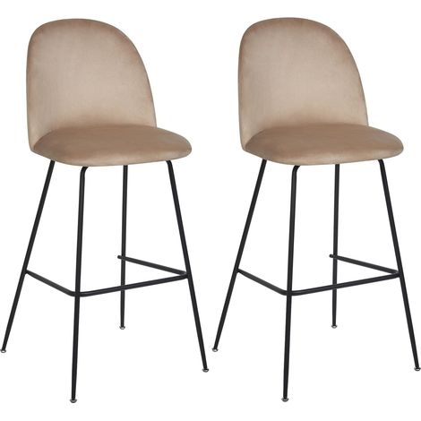 Set mit 2 Barstühlen ARCOLA Samtstoff Taupe