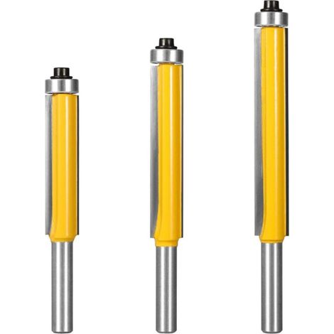 3 pièces fraise à copier, tige 8 mm, hauteur de coupe 50,8/63/76 mm, diamètre de coupe 12,7 mm, avec roulement supérieur, pour menuiserie et bricolage