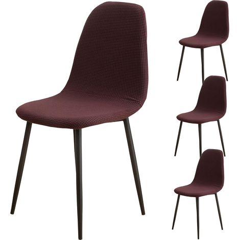 Set of 4 modern and retro jacquard high-back dining chair covers for kitchen, living room, dining room, bar, cafe, coffee shop (cafe) (1/5)