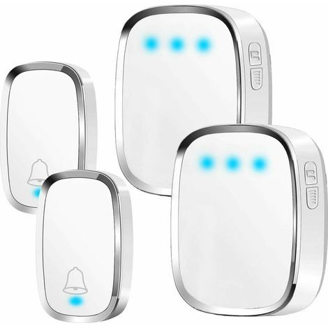 Waterproof Outdoor Wireless Doorbell, 300m Range, 2 Transmitters & 2 Receivers, Wireless Chime Kit with LED Flash, 36 Melodies, 4 Volume Levels, for Home, Office, 185 (1/4)