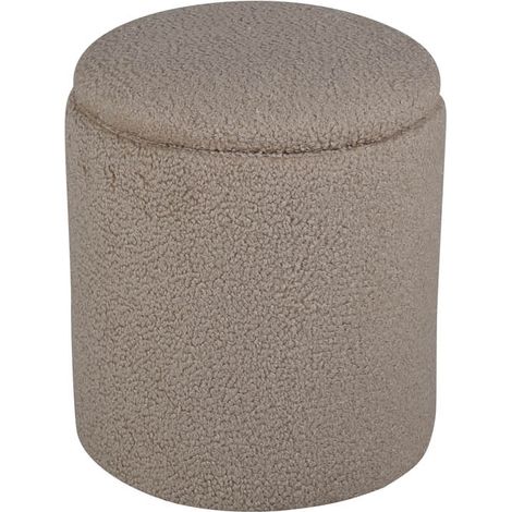 Limpen Pouf, Hocker mit Aufbewahrung Ø32cm Teddystoff beige. (1/3)
