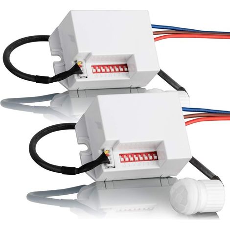 SABIR 2x Mini Détecteur de Mouvement Interieur, Encastré, Montage au Plafond, programmable, Capteur Infrarouge, Portée 8m/360°, LED adapté (1/5)