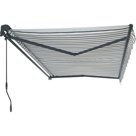 Canopée Store Banne Motorisé Gris et blanc Semi Coffre 3 x 2.5m – Store Rétractable pour Terrasse, Balcon & Jardin – Manivelle à Gauche – Aluminium et Polyester 280 g/m² (1/4)