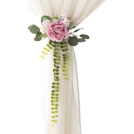 Embrasses de rideaux, pivoine violette, embrasses florales pour rideaux, embrasses légères et luxueuses pour rideaux de fenêtre (1/2)