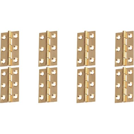 8 Pièces de Charnière de Hanche En Laiton 5,1 cm Adaptées Aux Portes D'Armoires, Charnières En Laiton à Tenon D'Angle Rond de Coffre avec Vis (1/5)