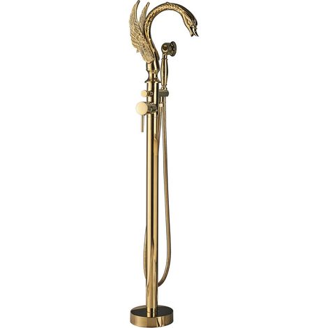 Suguword – Mitigeur de baignoire sur pied avec douchette orientable 360° – Finition dorée en laiton massif – Contrôle précis de débit et température (1/5)