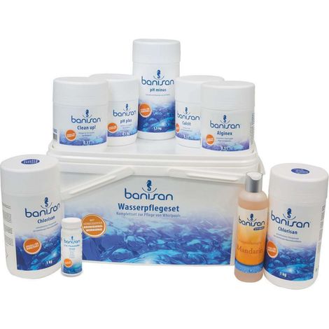 Banisan Wasserpflegeset 11 teilig für Whirlpools Wasserpflege Set Chlor pH Algen Kalk