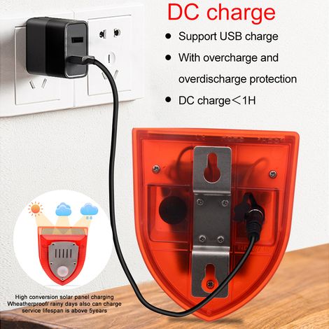 Wasserdichte LED-Solarleuchte für den Außenbereich mit Alarm und Fernbedienung, Tierabwehr, rot, 1 Strahler-Set + USB-Kabel (1/5)