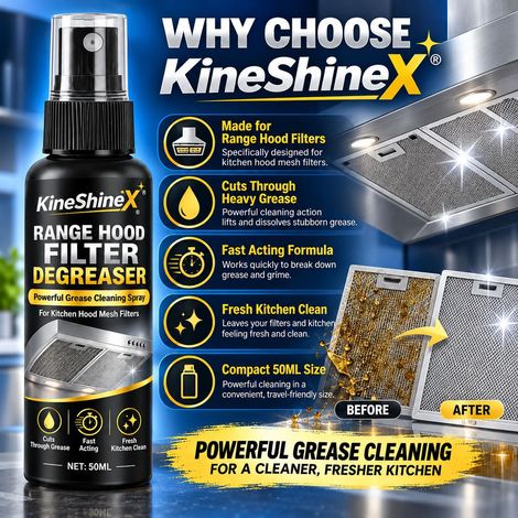KineShineX Range Hood Filter Cleaner, Powerful Degreasing Spray for Kitchen Range Hood Filters (1/4)