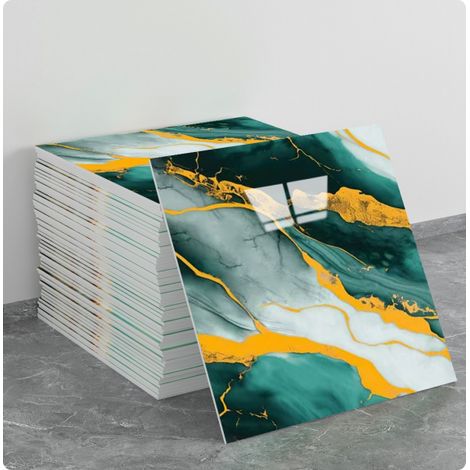 (10 Stück, 30×30 cm, Q051) Selbstklebende Wandaufkleber für Fliesen, Marmorstruktur, Wanddekoration, PET-Material, geeignet für Küchen, Badezimmer, Kamine und Waschküchen.