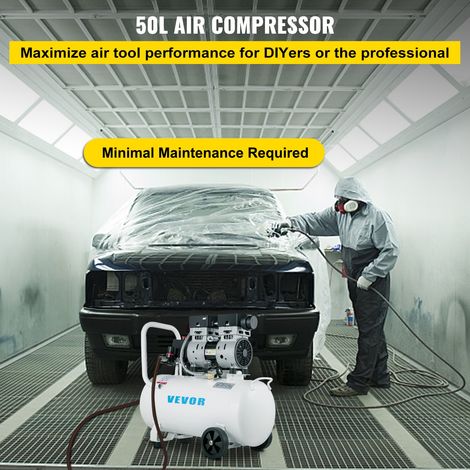 Compresseur d'air Silencieux Sans Huile 50L, Compresseur à Air Horizontal Ultra Silencieux Moteur en Cuivre, pour la Réparation à D… (1/5)