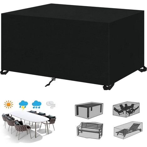 Housse de protection meuble de jardin 420D Oxford imperméable anti-UV 60x60x60cm noir (1/5)