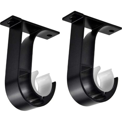 Support de tringle à rideau en alliage de zinc, support de montage au plafond, pour chambre à coucher, salon, avec vis (noir) (1/5)