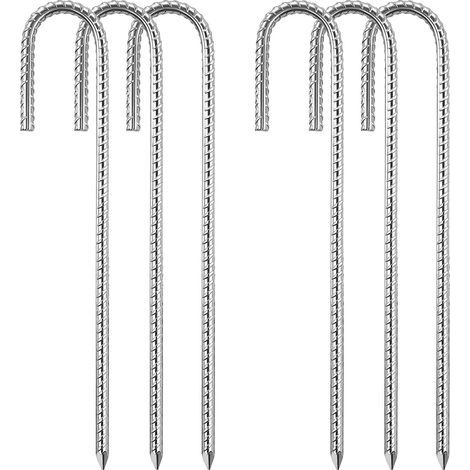 (8 mm x 30 cm) Piquets de tente en acier set de 6 Kit de fixation de trampoline en J galvanisé Tente de trampoline Tente de camping Balançoire Toile de trampoline (1/5)