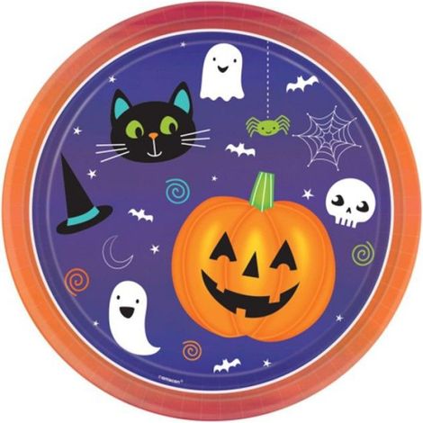 Assiettes en carton - - Halloween Friends - Lot de 8 - 23 cm - Motif Amis Monstre