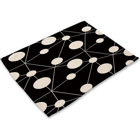 Tapis De Table Motif Noir Et Blanc Résistant À La Chaleur Lavable Pour Cuisine Salle À Manger Lot De 1