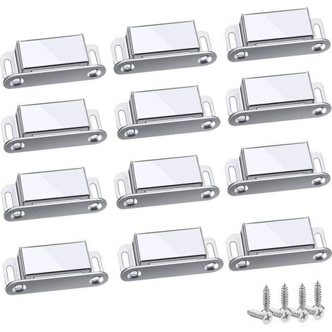 Loquet Magnetique, 12 Pièces Aimants loqueteaux magnétiques Placard Aimant Puissant Robuste Jusqu'à 6kg, Pour Tiroirs Porte de Douche Aimanté Armoire Placard, Cabinet, Meubles (45mm-12pc) (1/4)