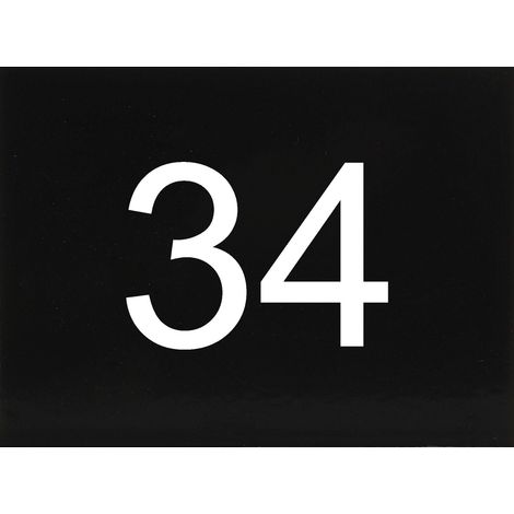 Nummernschild selbstklebend, 40 x 30 mm, Type 34, Kunststoff schwarz glänzend
