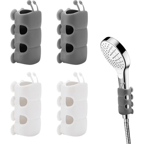 Support pommeau de douche sans perçage à ventouse lot de 4 blanc (1/5)
