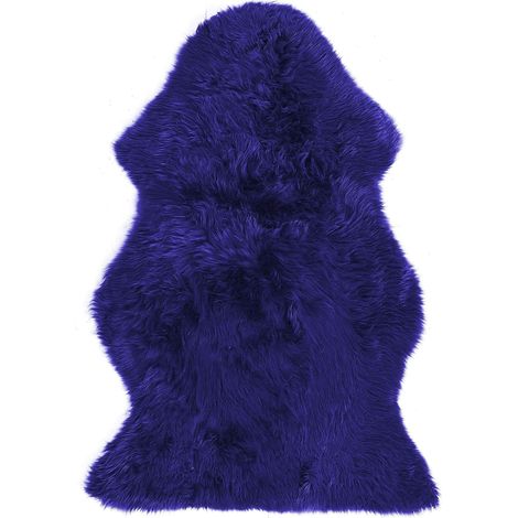 Tapis Peau de Mouton Bleu Marine en Peau Authentique pour Intérieur Moderne et Glamour 65 x 110 cm Beliani